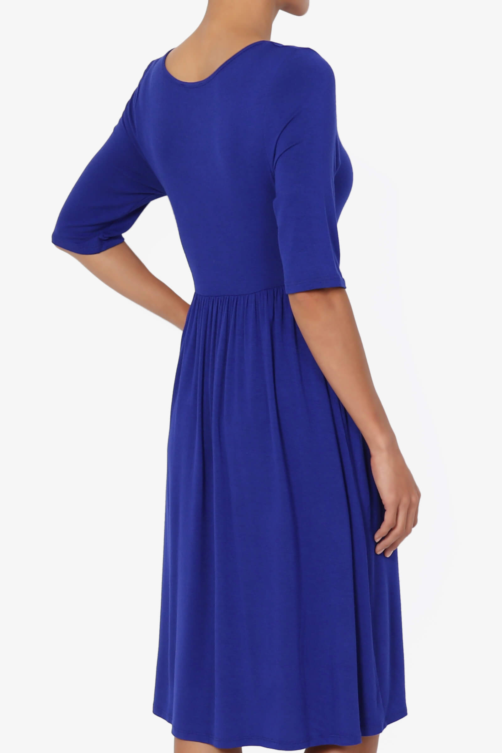 TheMogan Casual 1/2 Short Sleeve Elastic Empire Waist Fit & Flare