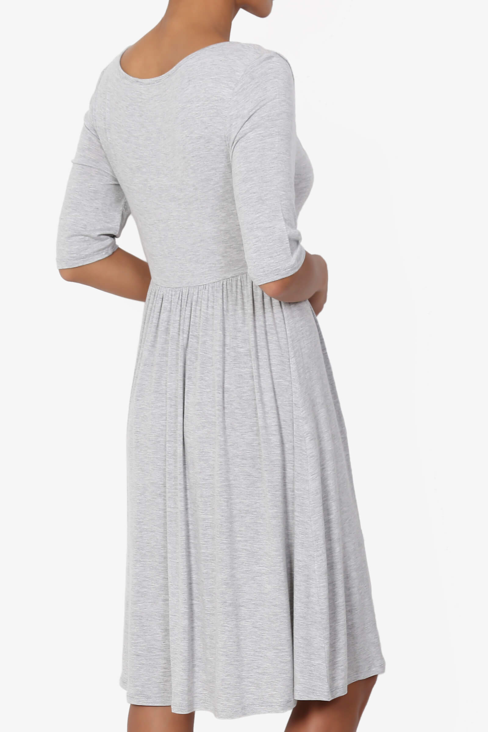 TheMogan Casual 1/2 Short Sleeve Elastic Empire Waist Fit & Flare