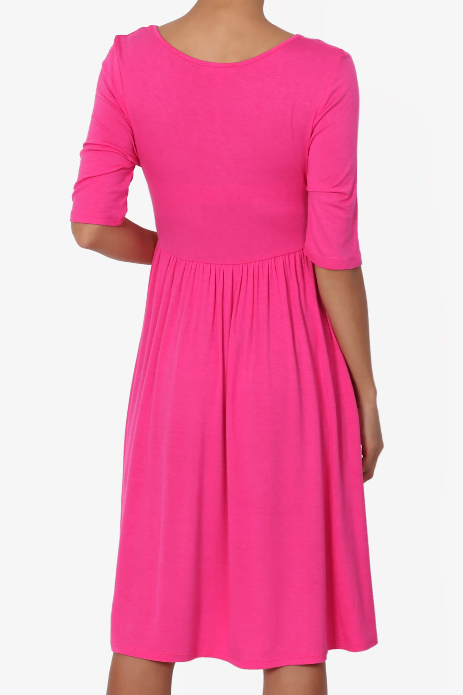 TheMogan Casual 1/2 Short Sleeve Elastic Empire Waist Fit & Flare